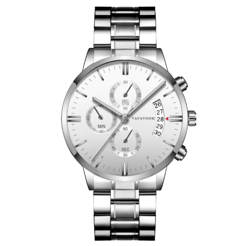 Men’s Refined Steel Quartz Watch – Calendar, Waterproof Design