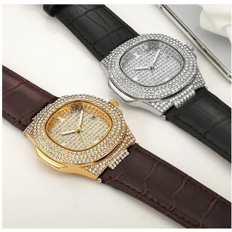 Diamond-Accent Quartz Bracelet Men Watches