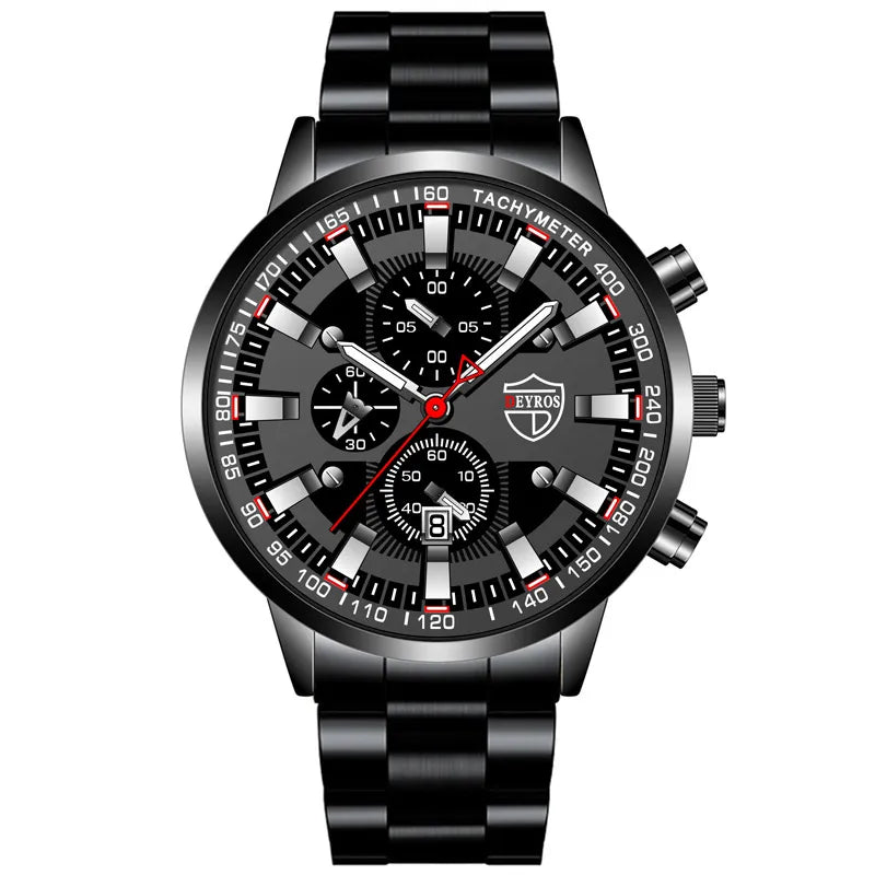 Men’s Quartz Wristwatch – Luminous, Durable Stainless Steel
