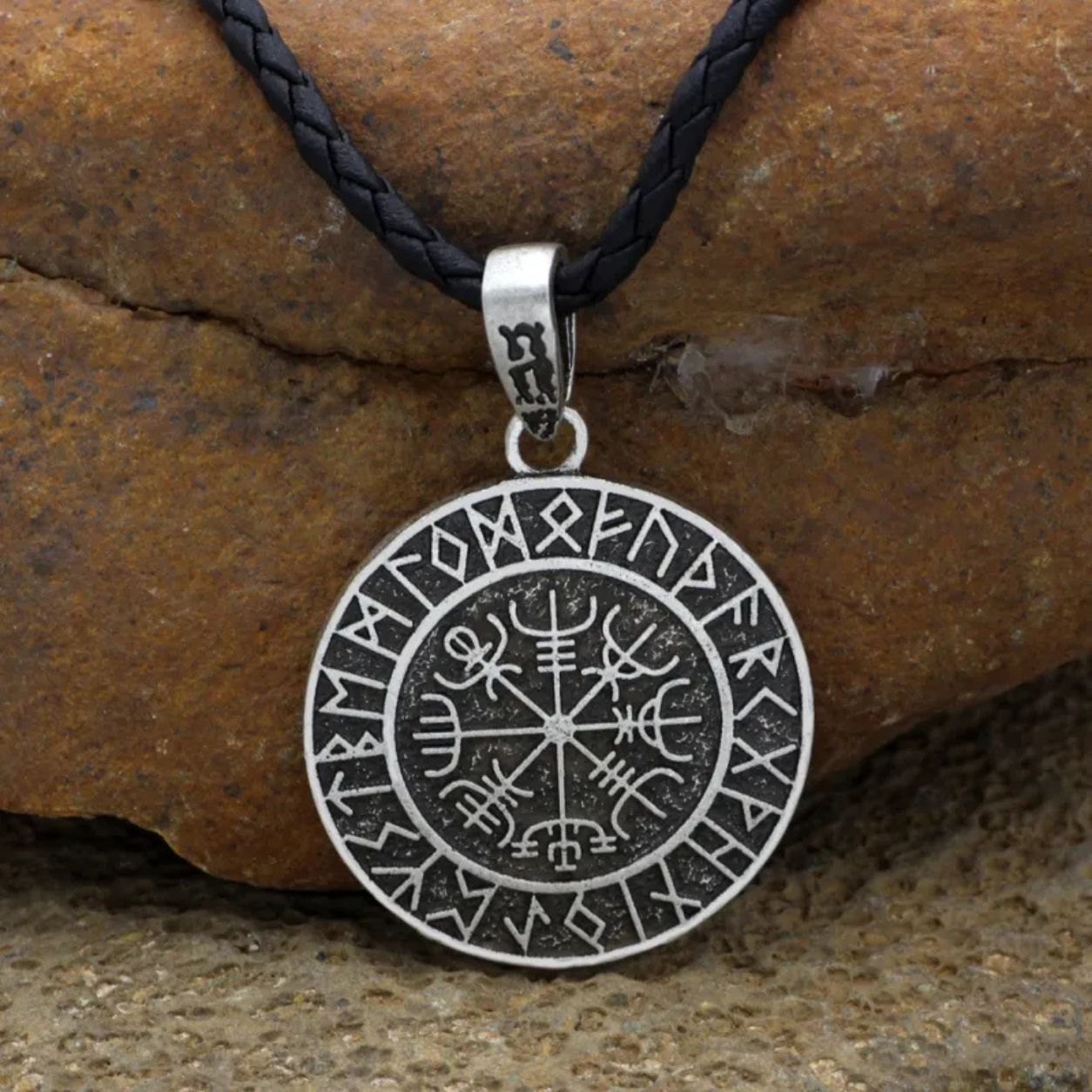Nordic Rune Compass Pendant Necklace
