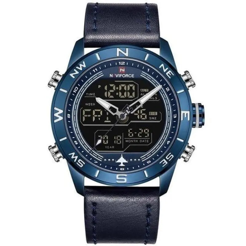 Adrian | Men’s Watch – Sporty Analog-Digital with Military Leather Style