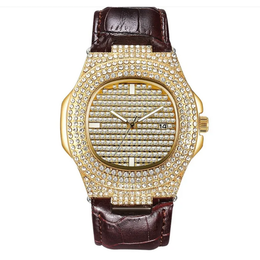 Diamond-Accent Quartz Bracelet Men Watches