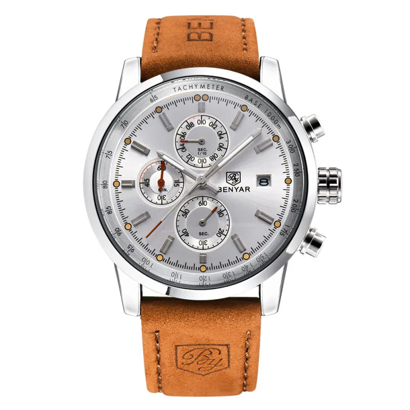 Elegant Men’s Quartz Watch – Leather Strap