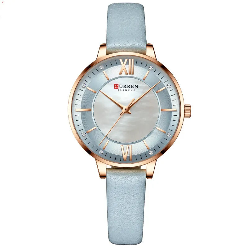 Elegant Women’s Quartz Watch with Leather Strap