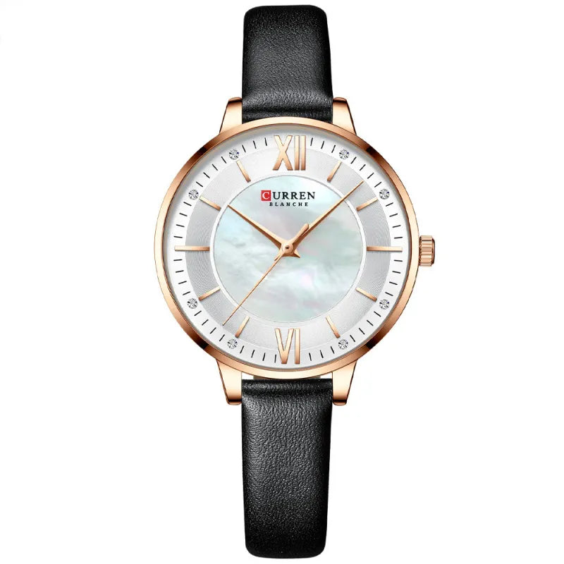 Elegant Women’s Quartz Watch with Leather Strap