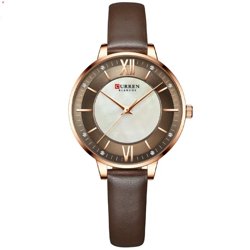 Elegant Women’s Quartz Watch with Leather Strap