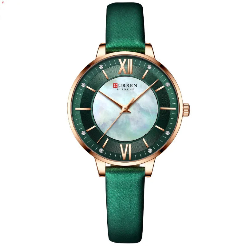 Elegant Women’s Quartz Watch with Leather Strap