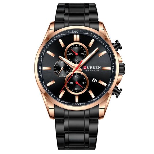 Luxury Stainless Steel Chronograph Watch Analog Quartz Date | 46mm