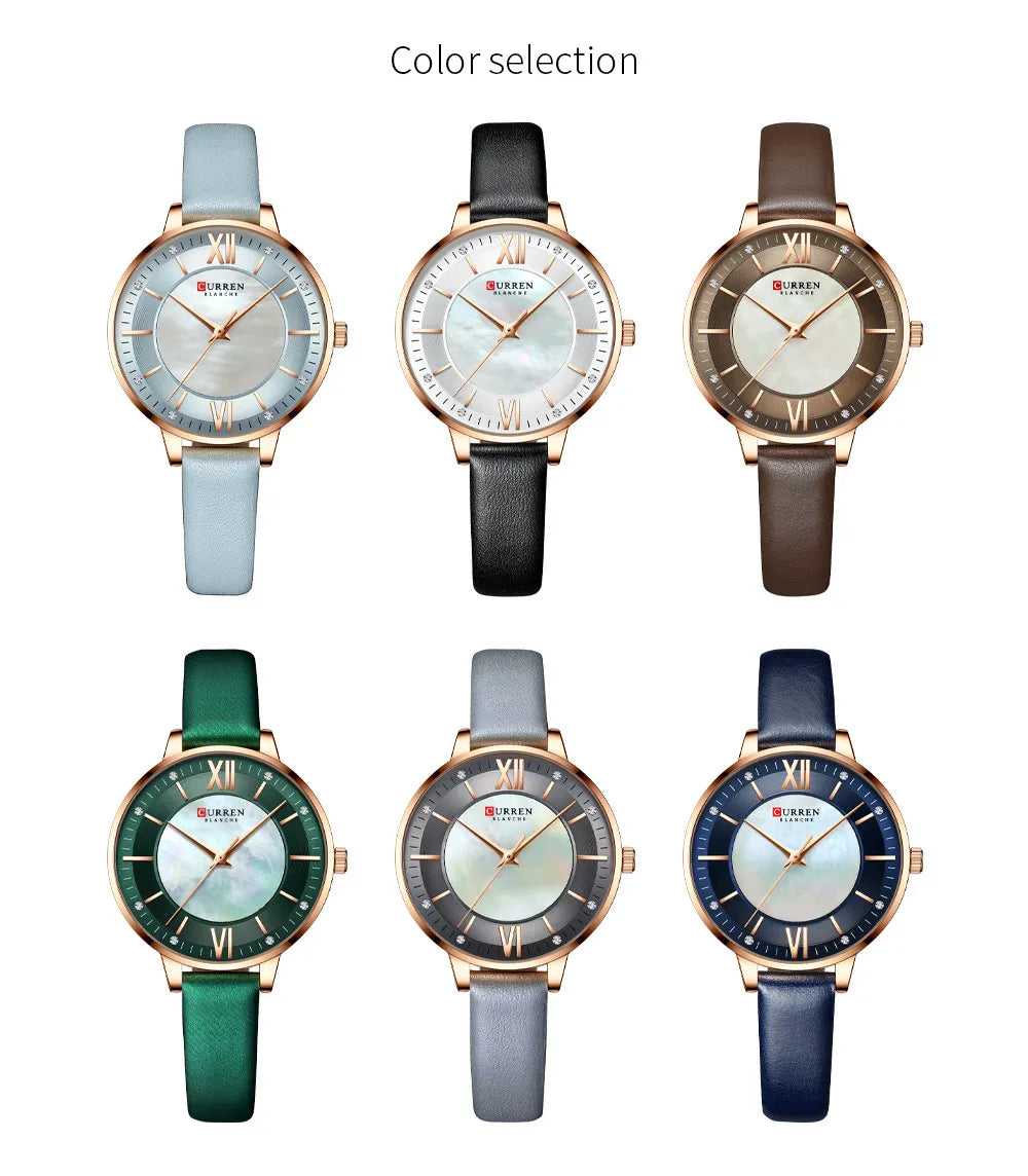 Elegant Women’s Quartz Watch with Leather Strap