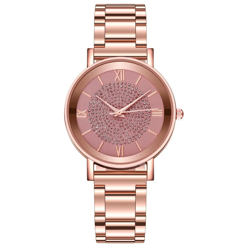 Women’s Gypsophila Crystal Quartz Watch – Elegant Floral Luxury Timepiece