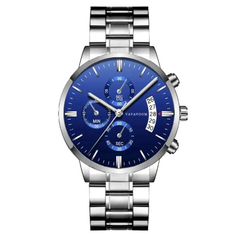 Men’s Refined Steel Quartz Watch – Calendar, Waterproof Design