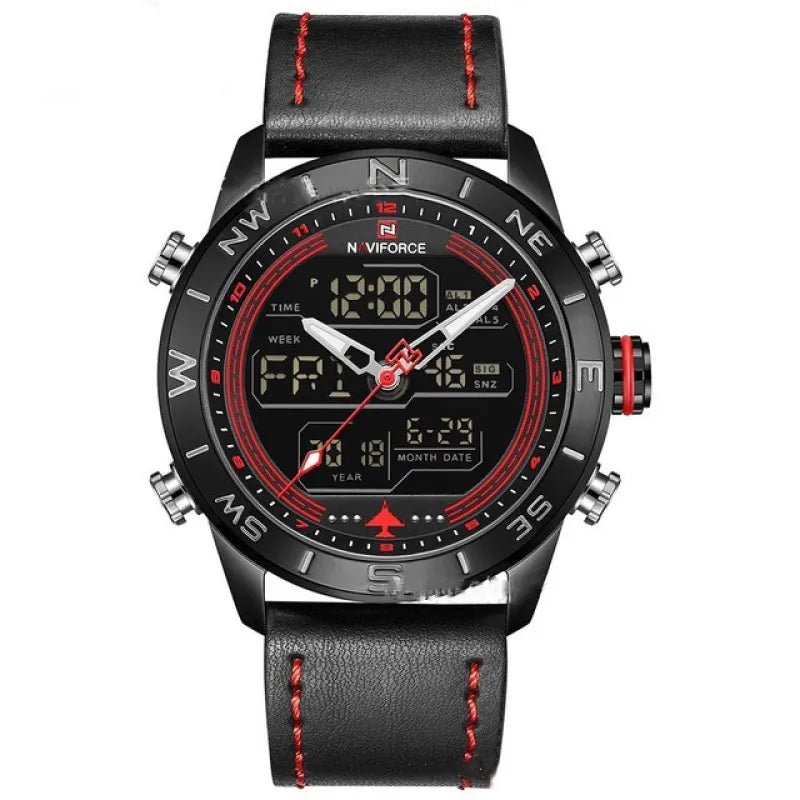 Adrian | Men’s Watch – Sporty Analog-Digital with Military Leather Style