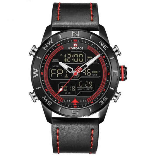 Adrian | Men’s Watch – Sporty Analog-Digital with Military Leather Style