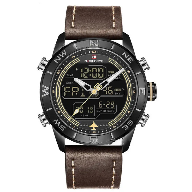 Adrian | Men’s Watch – Sporty Analog-Digital with Military Leather Style