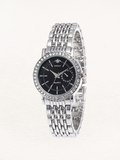 Benthe Stainless steel women's watch with black silver cubic zirconia