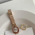Women's minimalist quartz watch with chain strap and folding clasp