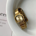Women's minimalist quartz watch with chain strap and folding clasp