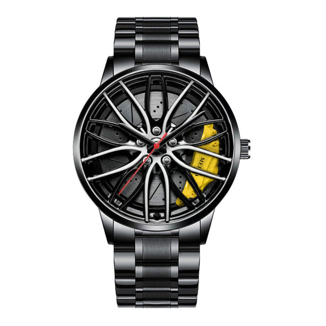 Men’s Sport Luxury Watch | Wheel-Inspired Dial & Elegant Metal Design
