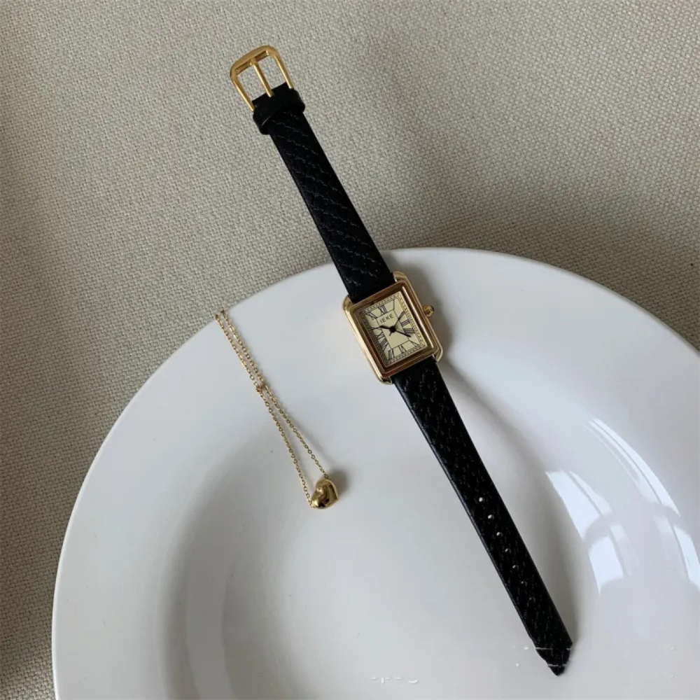 Serelise | Roman Rectangular Leather Watch