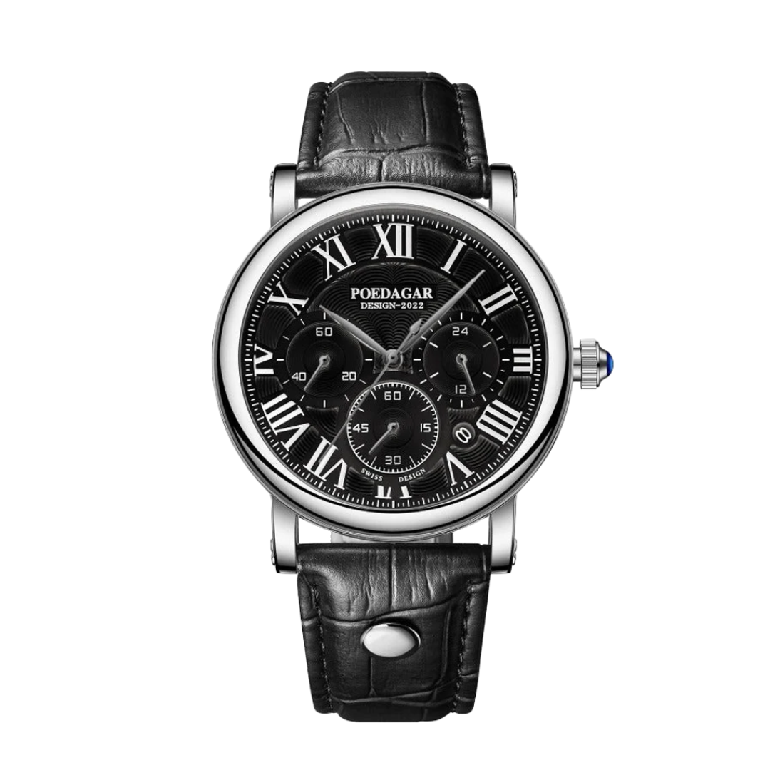 Lucas | Timed Precision Leather Chronograph Watch