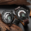 Men’s Sport Watch – Quartz, Leather Strap & Compass