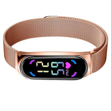 LED watch with magnetic strap for women