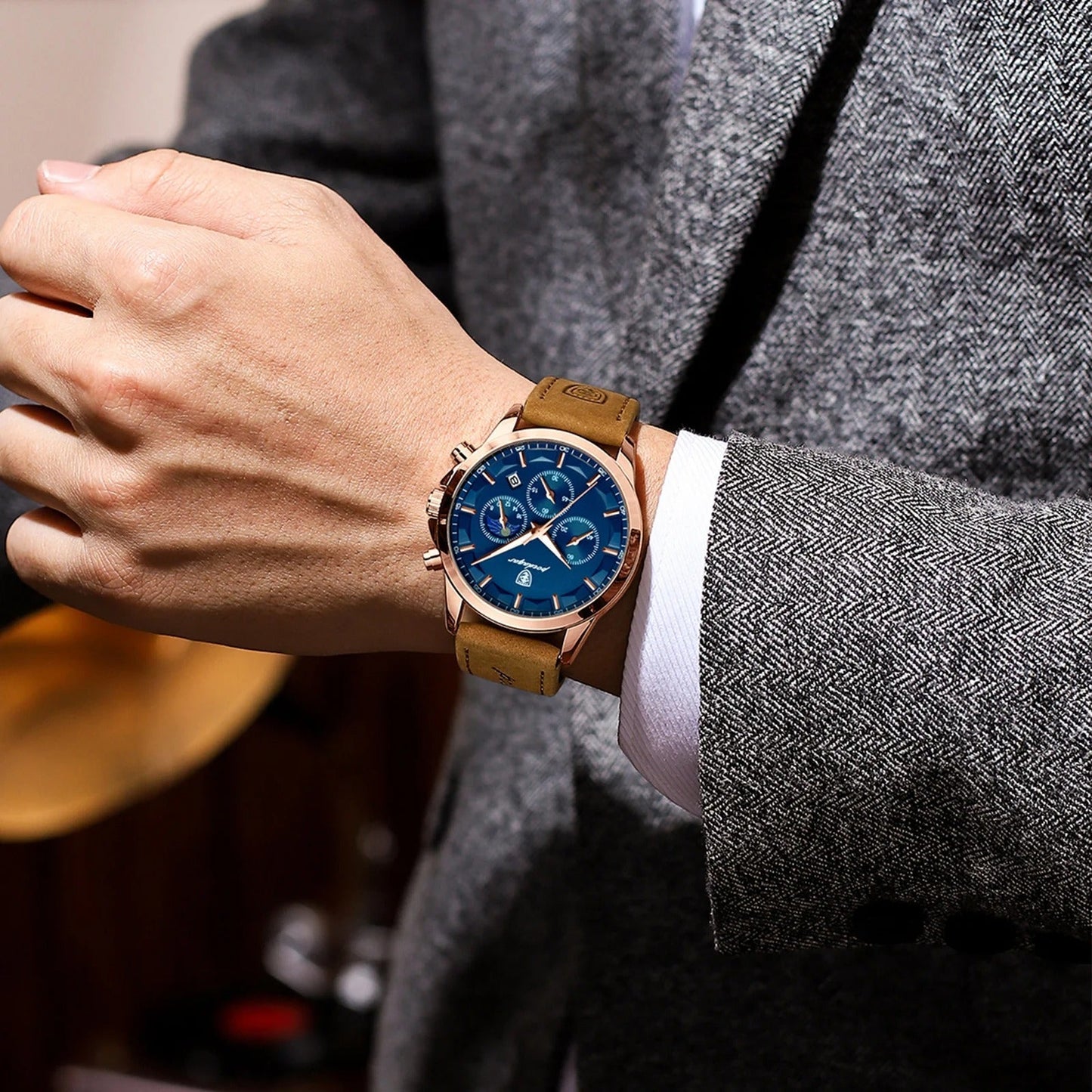 Men's waterproof chronograph watch