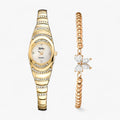 Women's oval quartz watch with crystal and diamond inlays