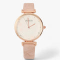 Vintage round floral watch with leather strap