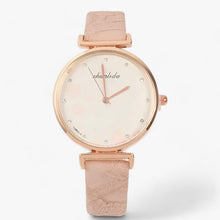 Vintage round floral watch with leather strap