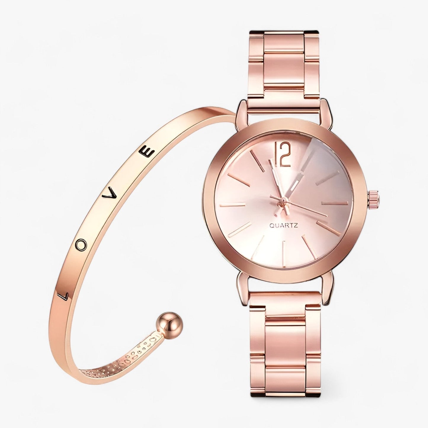 Modern round alloy clock - Bracelet included