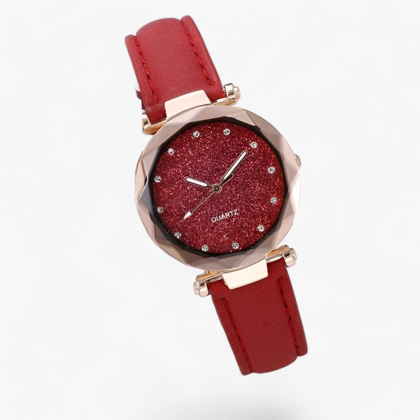 Round dial clock with luminous rhinestones