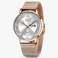 Elegant round steel mesh watch