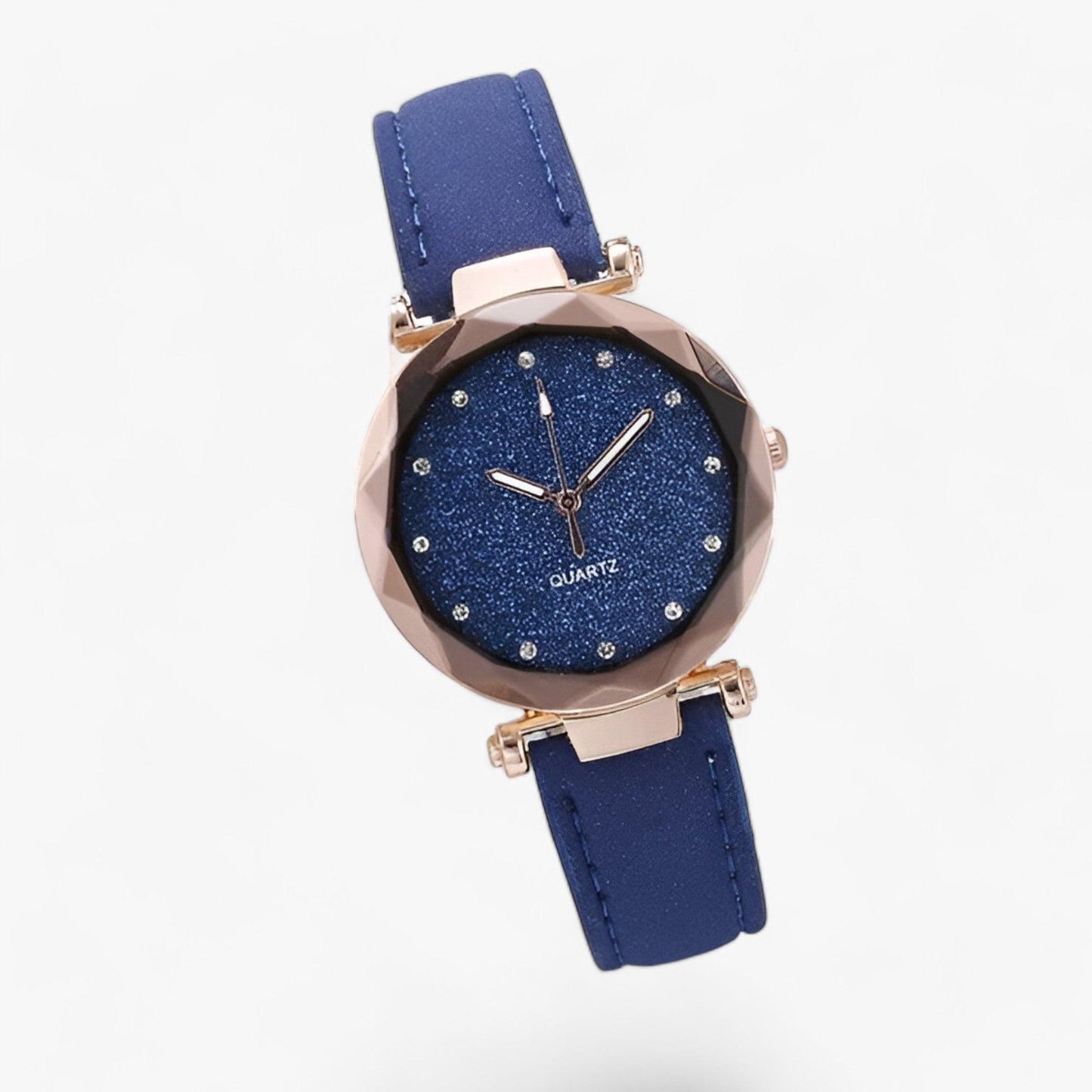 Round dial clock with luminous rhinestones