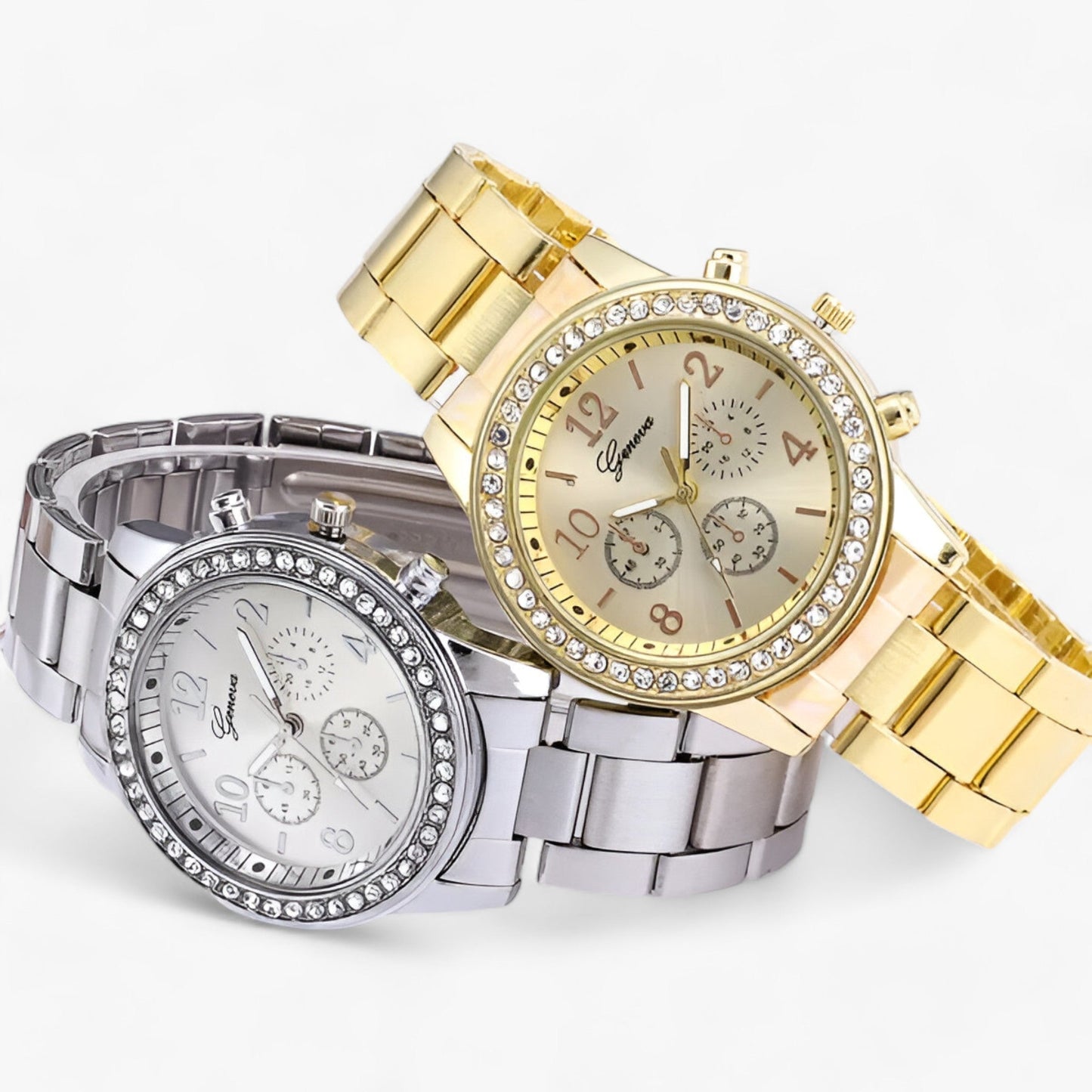 Round clock with rhinestones
