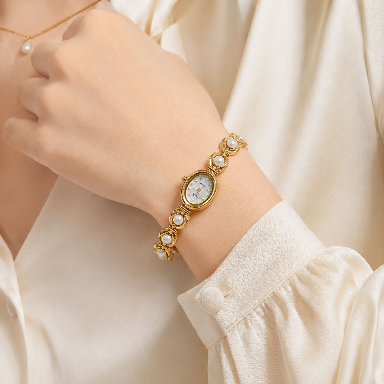 Orelia | Mid-ancient Luxury Pearl Watch Bracelet